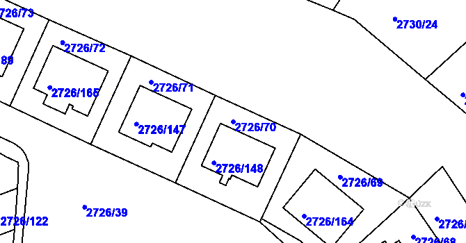 Parcela st. 2726/70 v KÚ Tachov, Katastrální mapa