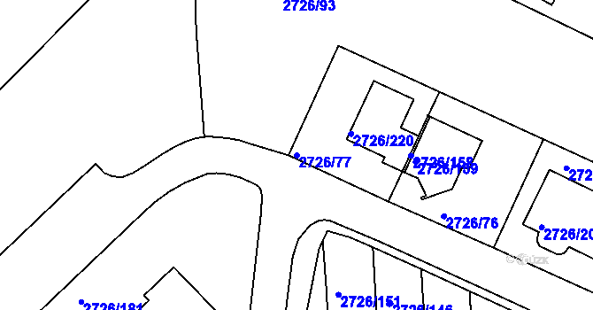 Parcela st. 2726/77 v KÚ Tachov, Katastrální mapa