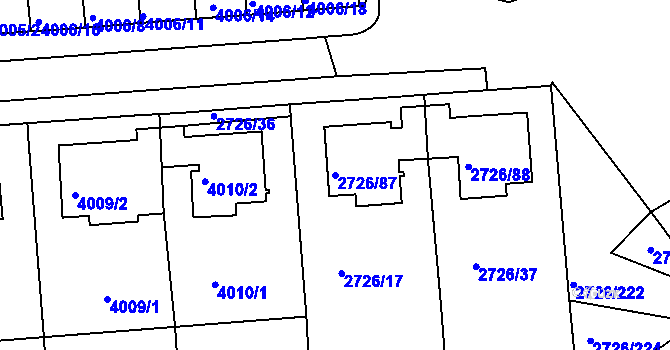 Parcela st. 2726/87 v KÚ Tachov, Katastrální mapa
