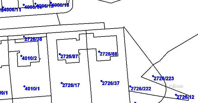 Parcela st. 2726/88 v KÚ Tachov, Katastrální mapa