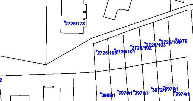 Parcela st. 2726/100 v KÚ Tachov, Katastrální mapa