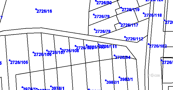 Parcela st. 2726/110 v KÚ Tachov, Katastrální mapa