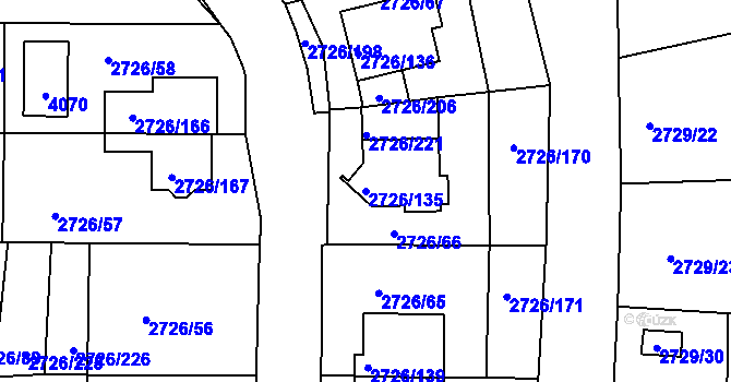 Parcela st. 2726/135 v KÚ Tachov, Katastrální mapa