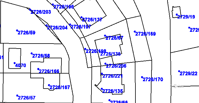 Parcela st. 2726/136 v KÚ Tachov, Katastrální mapa
