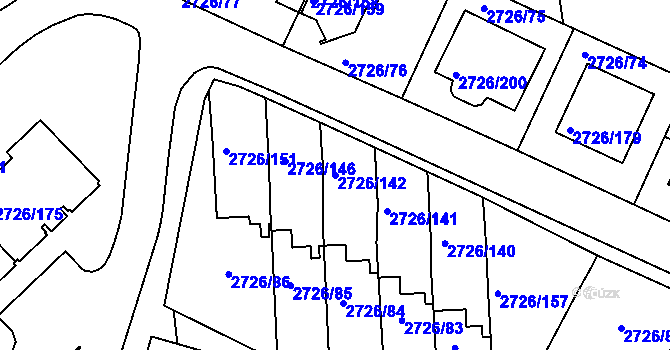 Parcela st. 2726/142 v KÚ Tachov, Katastrální mapa