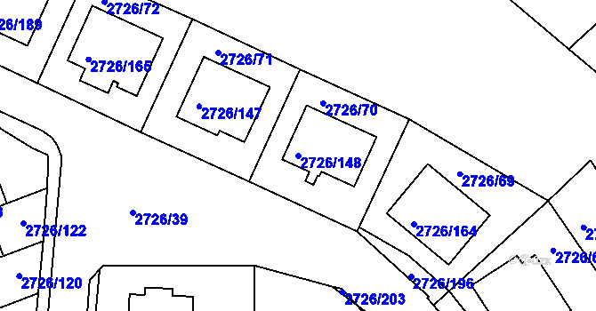 Parcela st. 2726/148 v KÚ Tachov, Katastrální mapa