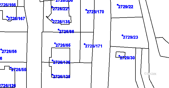 Parcela st. 2726/171 v KÚ Tachov, Katastrální mapa