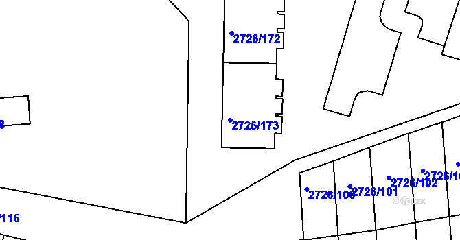 Parcela st. 2726/173 v KÚ Tachov, Katastrální mapa