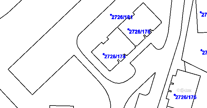 Parcela st. 2726/174 v KÚ Tachov, Katastrální mapa