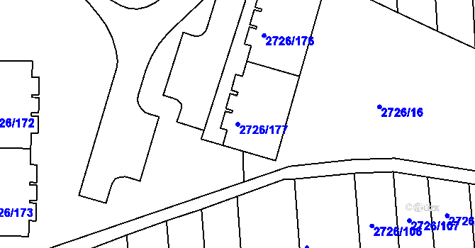 Parcela st. 2726/177 v KÚ Tachov, Katastrální mapa