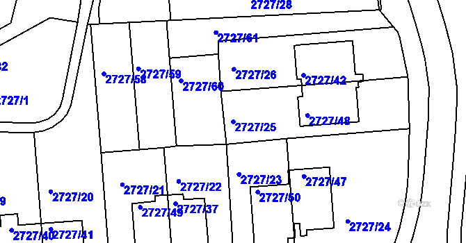 Parcela st. 2727/25 v KÚ Tachov, Katastrální mapa