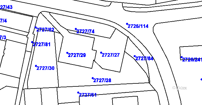 Parcela st. 2727/27 v KÚ Tachov, Katastrální mapa