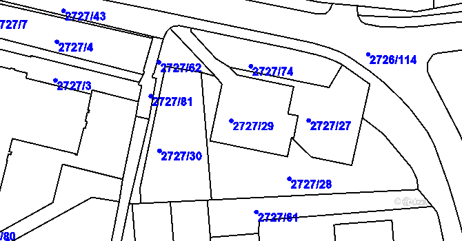 Parcela st. 2727/29 v KÚ Tachov, Katastrální mapa