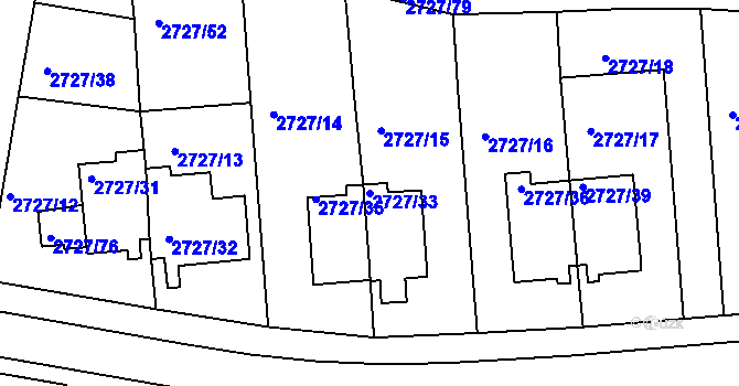 Parcela st. 2727/33 v KÚ Tachov, Katastrální mapa
