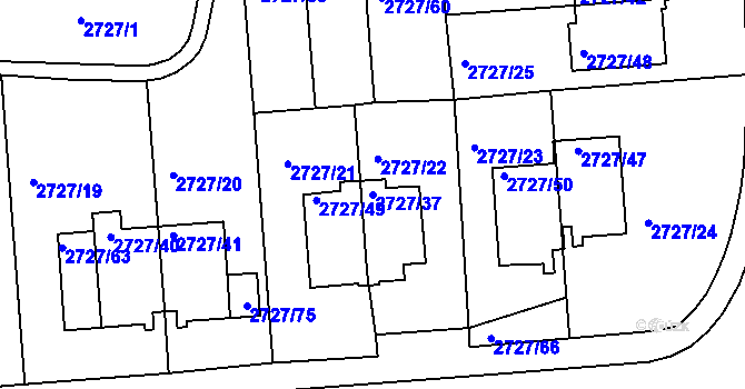 Parcela st. 2727/37 v KÚ Tachov, Katastrální mapa