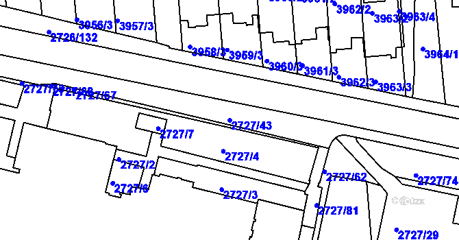 Parcela st. 2727/43 v KÚ Tachov, Katastrální mapa