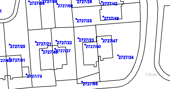 Parcela st. 2727/50 v KÚ Tachov, Katastrální mapa