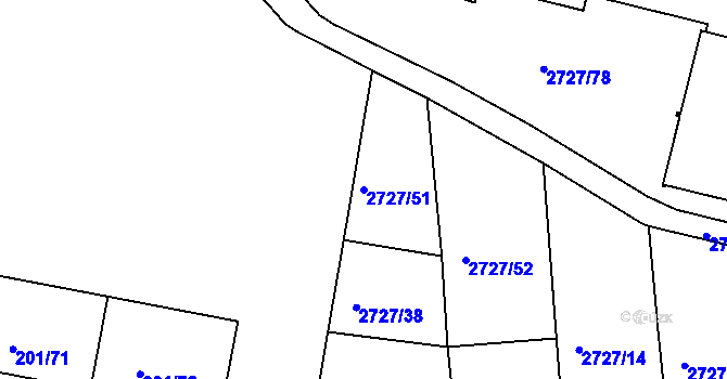 Parcela st. 2727/51 v KÚ Tachov, Katastrální mapa