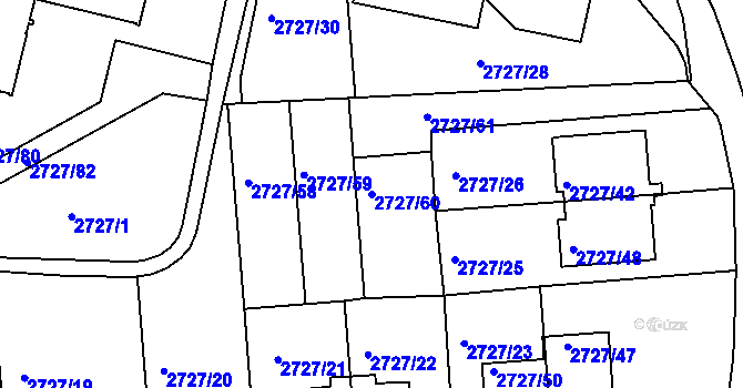 Parcela st. 2727/60 v KÚ Tachov, Katastrální mapa