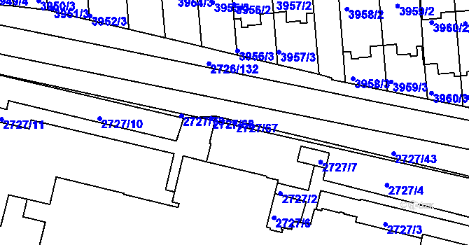 Parcela st. 2727/67 v KÚ Tachov, Katastrální mapa