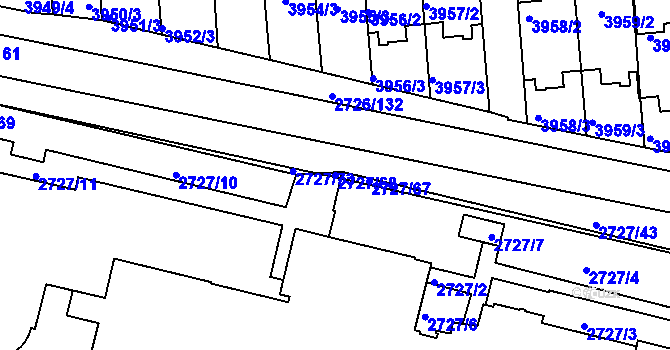 Parcela st. 2727/68 v KÚ Tachov, Katastrální mapa