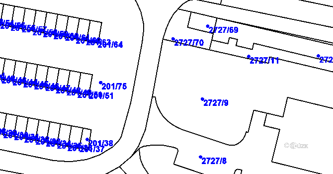Parcela st. 2727/71 v KÚ Tachov, Katastrální mapa