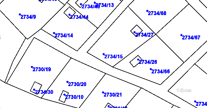 Parcela st. 2734/15 v KÚ Tachov, Katastrální mapa