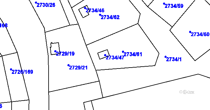 Parcela st. 2734/47 v KÚ Tachov, Katastrální mapa