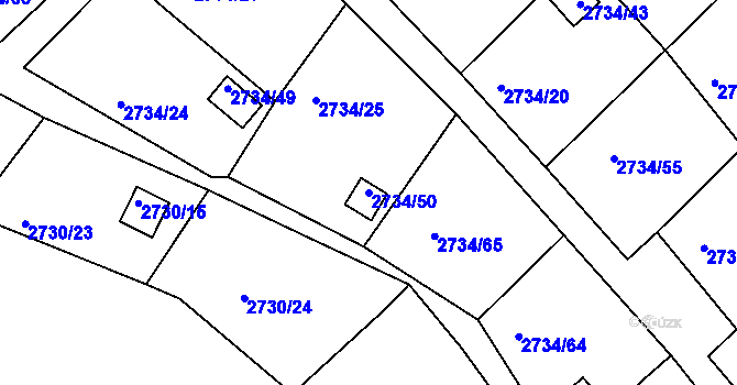 Parcela st. 2734/50 v KÚ Tachov, Katastrální mapa