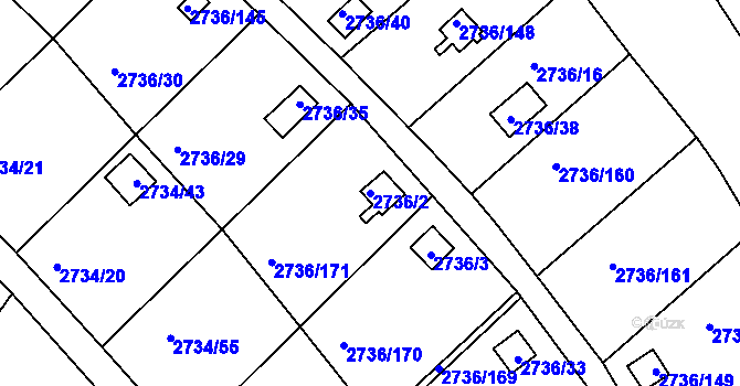 Parcela st. 2736/2 v KÚ Tachov, Katastrální mapa