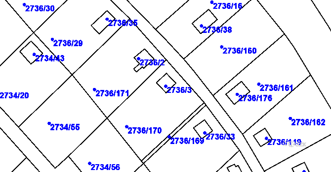 Parcela st. 2736/3 v KÚ Tachov, Katastrální mapa