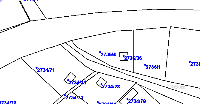 Parcela st. 2736/4 v KÚ Tachov, Katastrální mapa