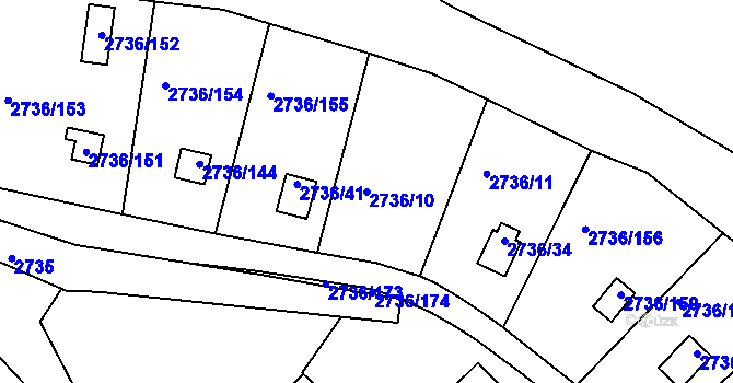 Parcela st. 2736/10 v KÚ Tachov, Katastrální mapa