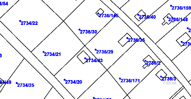 Parcela st. 2736/29 v KÚ Tachov, Katastrální mapa