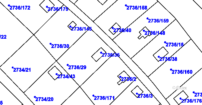 Parcela st. 2736/35 v KÚ Tachov, Katastrální mapa
