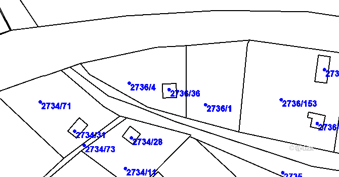 Parcela st. 2736/36 v KÚ Tachov, Katastrální mapa
