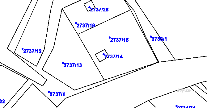Parcela st. 2737/14 v KÚ Tachov, Katastrální mapa