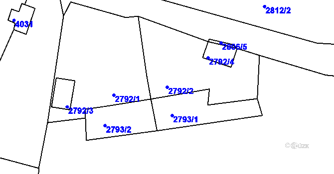 Parcela st. 2792/2 v KÚ Tachov, Katastrální mapa