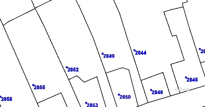 Parcela st. 2849 v KÚ Tachov, Katastrální mapa