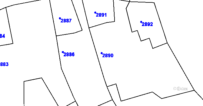 Parcela st. 2890 v KÚ Tachov, Katastrální mapa