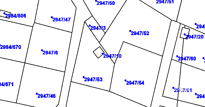 Parcela st. 2947/10 v KÚ Tachov, Katastrální mapa