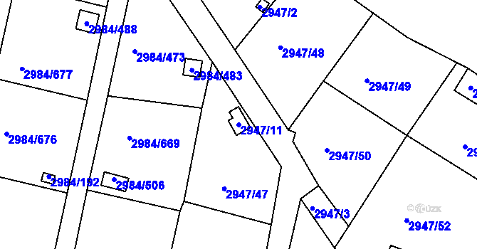 Parcela st. 2947/11 v KÚ Tachov, Katastrální mapa