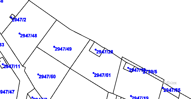Parcela st. 2947/28 v KÚ Tachov, Katastrální mapa