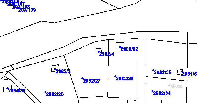 Parcela st. 2982/4 v KÚ Tachov, Katastrální mapa