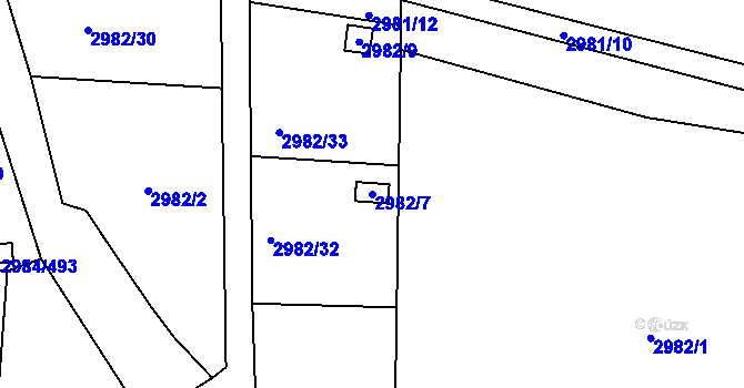 Parcela st. 2982/7 v KÚ Tachov, Katastrální mapa