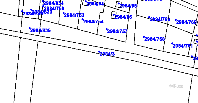 Parcela st. 2984/3 v KÚ Tachov, Katastrální mapa
