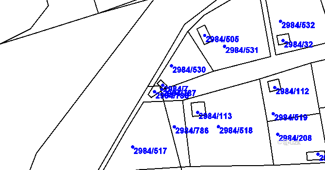 Parcela st. 2984/7 v KÚ Tachov, Katastrální mapa
