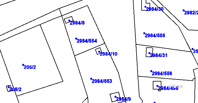 Parcela st. 2984/10 v KÚ Tachov, Katastrální mapa