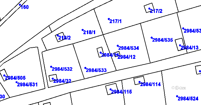 Parcela st. 2984/11 v KÚ Tachov, Katastrální mapa