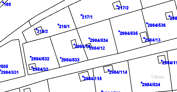 Parcela st. 2984/12 v KÚ Tachov, Katastrální mapa
